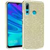 N NEWTOP 3in1 Cover Compatibile con Huawei P Smart Plus 2019, Custodia Case con GLITTER Brillantini Paper Interno Bling TPU + PC Flessibile Morbida Case Posteriore Lucida Glitterata (Oro)