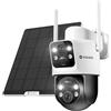 YESKANO Telecamera Wi-Fi Esterno 6MP PTZ con Pannello Solare | Videocamera Sorveglianza, Doppio Obiettivo e Doppio PIR, Senza Fili a Batteria, 2.4GHz, IP66, Supporta Alexa