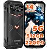 DOOGEE VMAX Pro 5G Rugged Smartphone 2024, 32(12+20) GB + 512GB(TF 2TB), 22000mAh Batteria, Android 14 Telefono Indistruttibile, 108MP AI Fotocamera 6,58 FHD+ 120Hz, Impronte Digitali NFC/OTG