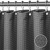 FIISAYL Waffle Tenda Doccia Tenda Vasca da Bagno Rigida Tessuto in Poliestere Lavabile in Lavatrice con 12 Anelli Impermeabile 183 x 198 cm(Grigio Scuro)