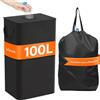 Lifewit 100L Conservazione Delle Bottiglie con Coperchio, Pattumiera Differenziata per Bottiglia Plastica e Bottiglia Vetro, Raccolta Differenziata con Foro, Contenitore Pattumiera, Nero