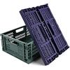 Spesh 2 contenitori pieghevoli in plastica, per cucina, camera da letto, studio (blu + verde scuro, 40 x 30 x 15 cm)