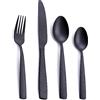 FULLYWARE Posate in argento, 24 pezzi, colore nero opaco, 6 pezzi, posate in acciaio inox, forchetta, cucchiaio, coltello da cucina, lavabile in lavastoviglie
