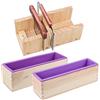 AOFOX set di stampi per sapone in legno e taglierina per sapone - 2 pezzi di stampo in silicone rettangolo di diverse dimensioni e