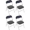 milani home MilaniHome.it - Set di 4 Sedie Slim Pieghevoli Nere con Comoda Imbottitura della Seduta per Ospiti, Ufficio, Casa, Campeggiodi coloreNero
