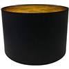 ArG Lighting Paralume Cilindro in Tessuto Nero con interno Oro, fatto a mano, varie misure, per lampada da tavolo, sospensione, piantana (Diametro 35 cm, Altezza 23 cm)