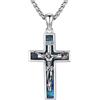 OHAYOO Collana con croce per uomo - ciondolo a croce in argento 925 con abalone/turchese/malachite/lapis lazuli e catena in acciaio inossidabile - collana cristiana in argento per uomini, 35mm x 22mm