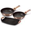 BerlingerHaus Berlinger Haus Rose Gold Set di 2 Padelle Induzione 22-26cm, 1 Bistecchiera 36 * 23 cm, Alluminio Forgiato, Antiaderente Ecologico Marmo senza PFOA, Design Metallic Line, Adatto a Tutti i Fornelli