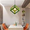 PETITES ECREVISSES Lampadario a sospensione in metallo vintage industriale plafoniere a forma quadrata E27 Lampadario da Paralume Ø22 cm Illuminazione da Soffitto Verde