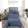 IlGruppone Il Gruppone Passione Casa Set Lenzuola 100% Cotone Di Flanella Completo Letto Made In Italy Anti-Pilling Tinta Unita Lenzuolo Sopra Sotto Federe (Singolo, Blu Scuro)