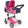 Bayer Chic 2000 - Passeggino per bambole Jara, 2 in 1 con borsa per il trasporto rimovibile, passeggino per bambole per bambini dai 4 agli 8 anni, coriandoli rosa