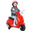 HOMCOM Scooter Elettrico per Bambini 3-6 Anni Vespa 6V con Suoni e Luci Rosso