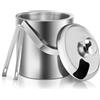 Sailnovo Secchio isolato doppio strato in acciaio inox con coperchio e morsetto per ghiaccio [1,3 litri]