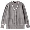 Generico 𝐆olfino Donna Primavera Cotone Cardigan Corti per Donna Color Block 2024 Autunno Maglioni con Bottoni Cappotti Invernali con Coprispalle Lana (Grey, XL)