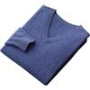 Niiyyjj Maglione da uomo in 100% lana merino, con scollo a V, tinta unita, casual, maglia, Fiore blu., XL