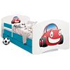 HappyBabies Happy Babies - CAMA para Niños DE Doble Cara con CAJÓN Diseño Moderno con Bordes Seguros y Eolchón de Espuma Anticaída 7 cm Azul (11. Auto, 160x80)