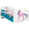 HappyBabies Happy Babies - CAMA para Niños DE Doble Cara con CAJÓN Diseño Moderno con Bordes Seguros y Eolchón de Espuma Anticaída 7 cm Azul (29. Unicornio, 160x80)