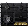 Kaiser Empire KCG 6335 Em - Sabaf Burner, Piano Cottura a Gas, 4 Fuochi, 4 Bruciatori Sabaf, 4 Zone, Autospegnimento, Valvole di Sicurezza, Vetroceramica, Da Incasso, 60 cm, 3,8 kW Wok,Color Nero