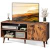 WLIVE Mobile TV, Tavolino Porta TV fino a 55 con Armadio Portaoggetto, Console TV con Struttura in Legno per Soggiorno, Camera da Letto, Salotto, Industriale&Vintage&Medievale, Marrone Rustico