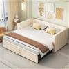 ZYLOYAL10 Letto imbottito Divano letto estraibile 90/180 x 200 cm con rete a doghe, letto multifunzione in tessuto di velluto delicato sulla pelle (beige - C)