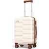 Vipbox Valigie Rigide Piccolo 55cm (3 ANNI DI SERVIZIO VIP) Policarbonato Ultra Leggera Trolley da Viaggio Durevole Valigia con Chiusura TSA e 4 Ruote, Bianco Elegante