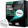 SPINSTI Set di 12 palline da ping pong professionali a 3 stelle in ABS di qualità, 40+mm, per sport indoor, sferiche e prive di celluloide, per prestazioni migliorate