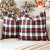 Sungeek - Set di 2 federe decorative per cuscini a scacchi scozzesi di Natale, plaid tartan, per divano, camera da letto e soggiorno 45x45cm (Bianco)