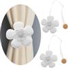 GIRASOLE HOME Fermatenda in Stoffa a Forma di Fiore con Magneti 2 Pezzi, Bianco