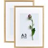 Atryinous Cornice portafoto A3, 29,7 x 42 cm, in legno di quercia, con vetro acrilico, con passepartouts per formato A4, 21 x 30 cm, per appendere foto o poster, poster, collage, confezione da 2