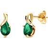 Orovi Orecchini Donna Oro Giallo 9KT Orecchini a Lobo con Smeraldi verde a goccia, gioiello anallergico confezionato in un elegante astuccio portagioie