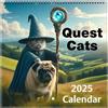 TocaFeank Calendario gatti medievali | Calendario dei gatti divertenti 2025 | Calendario parete Medieval Quest Cats | Calendari pianificatori 12 mesi | Appesi Calendario mensile 2025 per gli amanti gatti