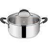 Lagostina Tempra Acciaio Casseruola Bassa e Coperchio, Casseruola Ø 26 cm in Acciaio Inox 18/10 con Coperchio in Vetro, Fondo Lagotherm e Maniglie in Silicone