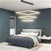Arcadia Lampadario Led a Sospensione Soffitto Design Moderno Quadrato Luce Calda Fredda Dimmerabile Con Telecomando e App Cellulare Lampada Soggiorno Salotto Cucina Camera Da Letto 5500LM 90W 60 Cm Nero