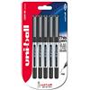 Uni-Ball Penna rollerball UB-150 Eye Micro, inchiostro nero Uni-ball Super Ink, pennino da 0,5 mm, confezione da 5 pezzi