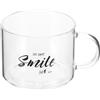 TOPBATHY Tazza Larga in Borosilicato Con Manico Ergonomico 500 Ml Bicchiere Trasparente Per Caffè Tè Latte E Colazione Design Creativo a Lettere