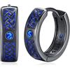 Odinstone Orecchini Uomo Cerchio Orecchino Vichinghi Uomo Argento 925 Nero Blu Celtico Viking Orecchini Gioielli Nordici per Donna Ipoallergenico Orecchino
