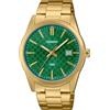 Casio Collection - Orologio Uomo Al Quarzo Classico Cinturino In Acciaio Inox Oro Cassa In Ottone Quadrante Analogico Verde - MTP-VD03G-3A