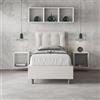ITYHOME Letto singolo senza rete imbottito 80x190 similpelle bianco Annalisa