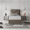 ITYHOME Letto singolo senza rete imbottito 80x190 similpelle cappuccino Appia
