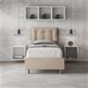 ITYHOME Letto singolo senza rete imbottito 80x190 similpelle tortora Annalisa