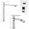 Parama Set miscelatori: lavabo alto bidet senza scarico e incasso doccia c/deviatore cromato | Ingrid