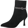 QUEEN HELENA Tronchetti Stivaletti con Tacco a Spillo con Strass Stivali Bassi Donna ZM9533 (Nero, Sistema Taglie Calzature EU, Adulto, Donna, Numero, Media, 36)