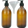 mikken 2 dispenser per sapone da 500 ml, in vetro marrone, senza BPA, per uso alimentare, con 1 imbuto