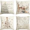 Artoid Mode Set di 4 federe per cuscino con fiocchi di neve, alberi, renne e regali di Natale, 40x40 cm, federa decorativa a stella invernale, copripiumino per divano