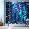 JINGYOU Tenda Doccia 180x180,Tende per Vasca da Bagno,Tenda Bagno Impermeabile,Tende per Doccia Polyester Lavabile per Casa Hotel,Motivo Blu