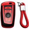 M.JVisun Morbido TPU Custodie per Chiavi Auto Per BMW Serie 1 Serie 2 Serie 3 4 Serie 5 Serie 6 7 5GT GT3 GT5 X1 X3 X4 M2 M3 M4 M5 M6 Cover Chiavi Guscio Chiave -Lucido Rosso - Intrecciato Portachiavi