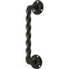 Amig - Maniglione per porte di passaggio o d'ingresso Modello 103 | 190 mm | Maniglia con placca in acciaio e tirante in Zamak | Finitura nera | Include rosetta | Stile rustico forgiato a mano
