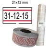 PRINTEX Rotolo da 1000 etichette per Printex Smart - 21x12 mm - adesivo permanente - bianco con righe rosse - Printex - Pack 10 rotoli (unità vendita 1 pz.)