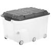 ROTHO Contenitore Roller 6 - con ruote - 59,5x40x37 cm - 57 L - PPL - coperchio nero - trasparente - Rotho (unità vendita 1 pz.)