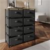 DEGHI Cassettiera 76x89h cm top effetto rovere selvatico con 8 cassetti in tessuto e struttura in acciaio nero - Kales
